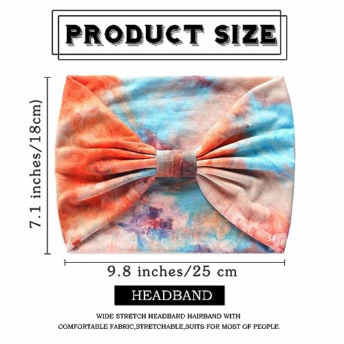 Olbye Tie Dye Boho Headband for Women - Wide Knotted Turban Hairband