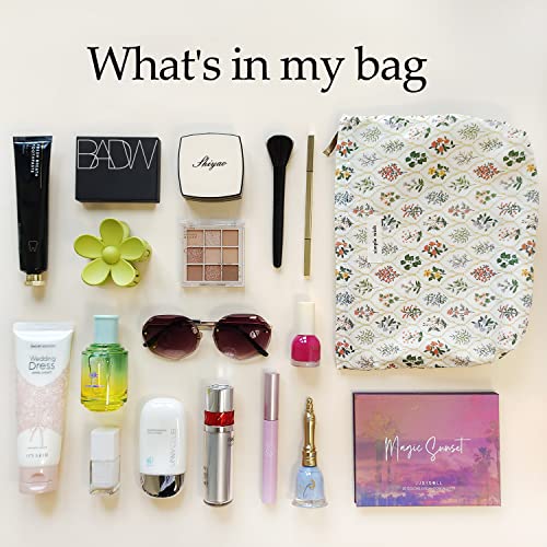 STARDW Floral Makeup Bag - Cute Travel Cosmetic Pouch for Women