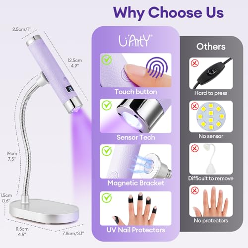 LIARTY Cordless UV LED Nail Lamp - Rechargeable Gooseneck Gel Curing Pen