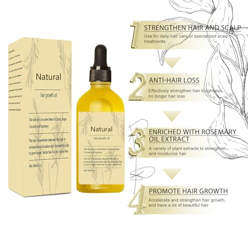 Kisinly Rosemary Hair Growth Oil - Natural Vegan Treatment, 2 Pack