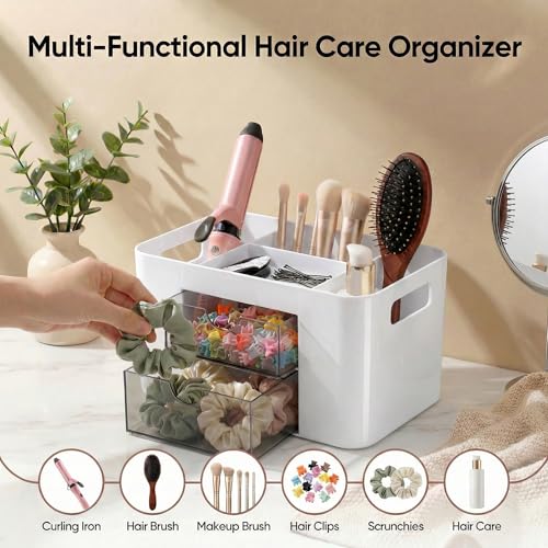 Imakmasion Hair Accessories Organizer for Girls - White, 2 Drawers & 3 Slots