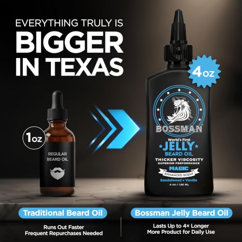 Bossman Magic Beard Oil Jelly 4 oz - Thicker Formula, Texas Made, Nourishing & Scented