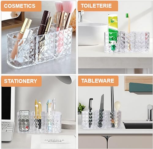 KNC Acrylic 3-Compartment Makeup Brush Holder Organizer