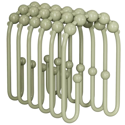 AmazerBath Sage Green Shower Curtain Hooks - Rust Proof Double Hooks, 12 Pack