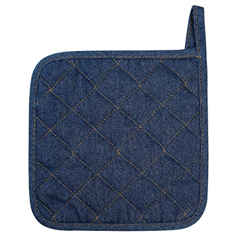 Lifaith 8-Inch Denim Potholders Set of 3 | Heat Resistant Cotton Hot Pads