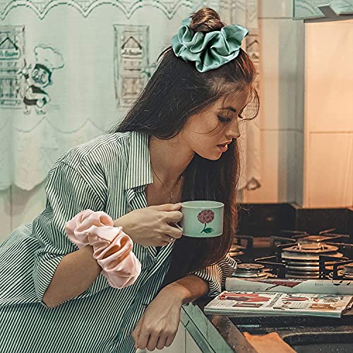 Chloven 6 Colors Oversize Satin Scrunchies for Women & Girls - Blush Theme (6 Pack)