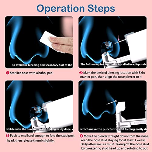 Firstomato Nose Piercing Gun Kit with Hypoallergenic Studs