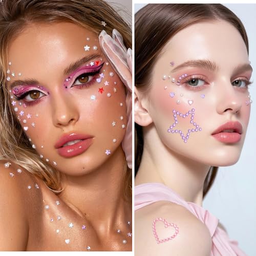 Self-Adhesive Face Gems Stickers - 6 PCS Sparkly Rhinestones for Makeup