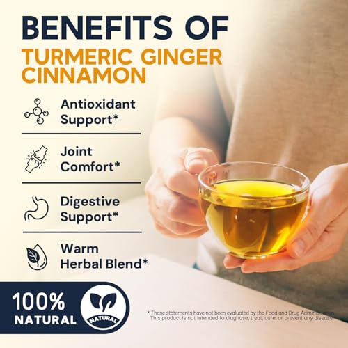Turmeric Ginger Cinnamon Herbal Tea Bags - 120 Count, Caffeine-Free