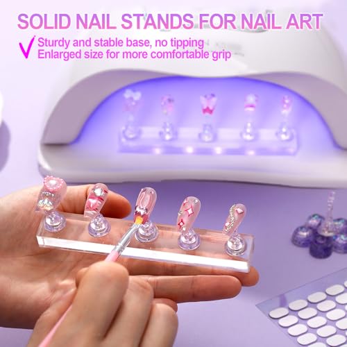 Haozher Nail Stand Set - 2 Acrylic Holders for Nail Art & Practice