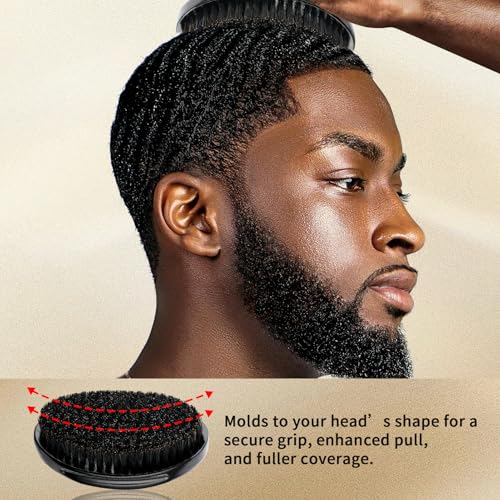 Goiple Curved 360 Wave Brush for Men - Medium Hard Boar Bristle Hair Brush