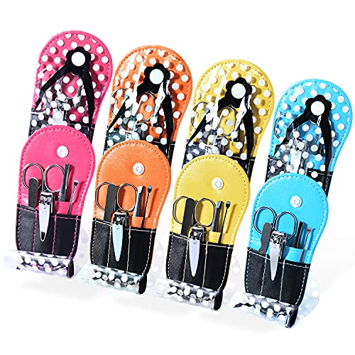 Polka Dot Flip Flop Nail Clipper Sets - Pack of 8 Manicure Kits for Girls & Parties