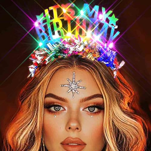 Zoestar Light Up Birthday Crown Headband for Women
