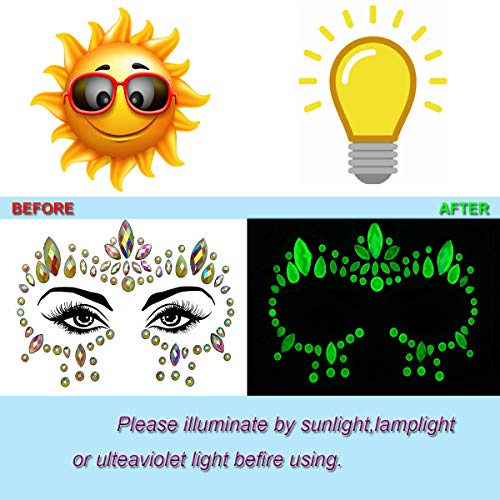8 Sets Luminous Face Gems for Rave & Halloween Makeup