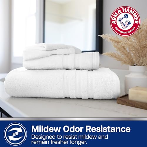 Arm & Hammer Antimicrobial Cotton Towel Washcloth Set - 6 Piece, Light Grey