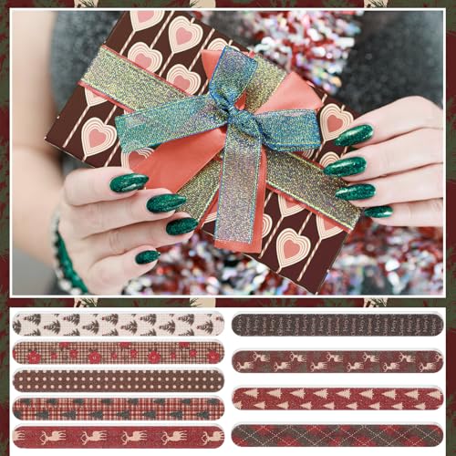 Lanties 45-Pack Christmas Nail Files, Double-Sided Holiday Emery Boards