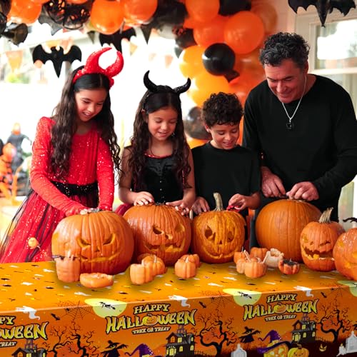OQOQ Halloween Tablecloth Set - 3 Packs, 108x54 Inches, Orange