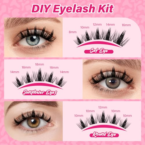 PRO LASHBEAUTY Sunset Lash Clusters Kit - Wispy DIY Eyelash Extensions