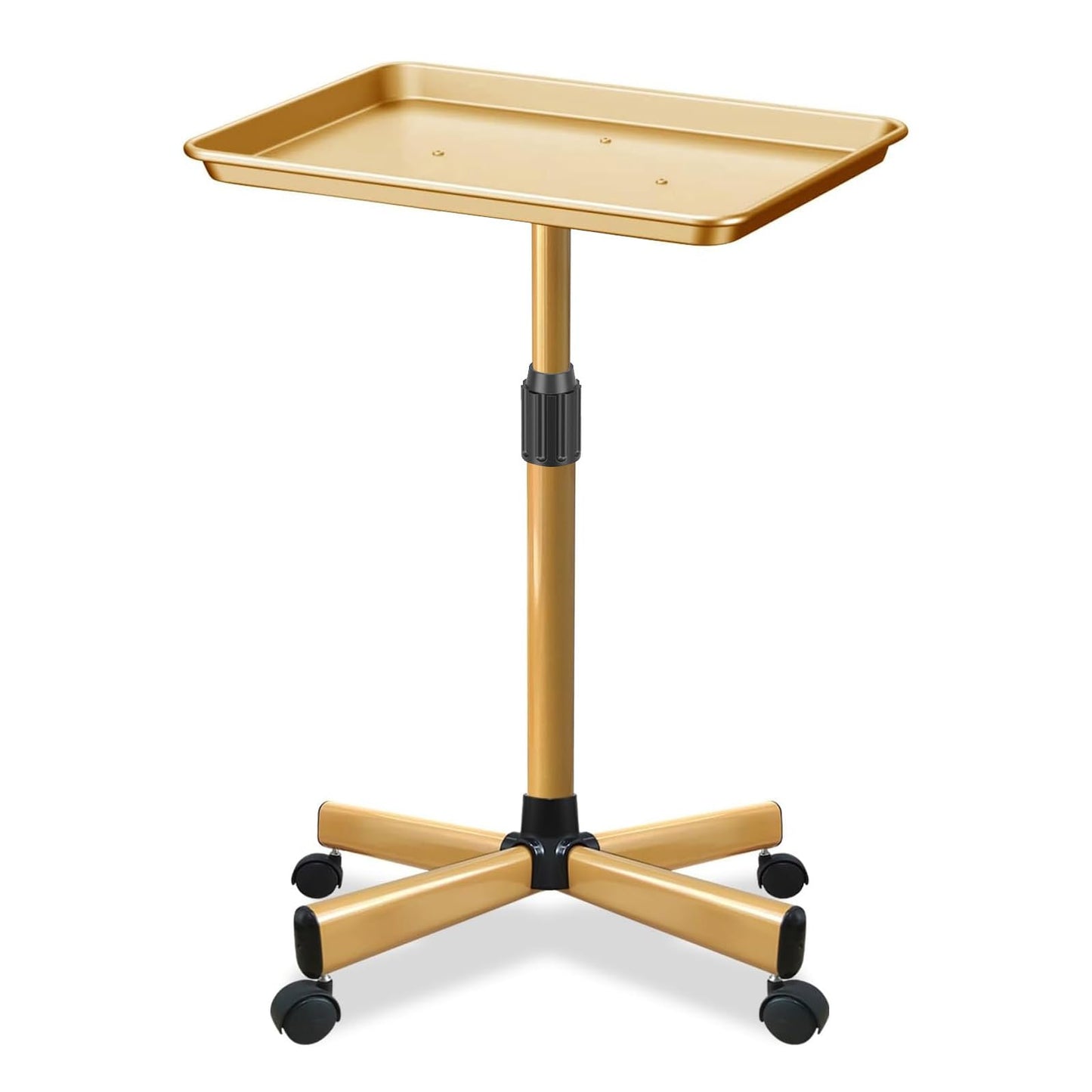 SFANSPA Salon Tray on Wheels,Premium Aluminum Rolling Tray with Adjustable Height,Salon Trolley Hairdresser Cart Suitable for Clinic,SPA,Tattoo and Dental (Gold)