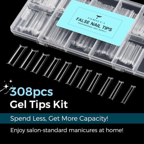 TOMICCA 2XL Extra Long Square Nail Tips - No C Curve Flat Nail Extensions