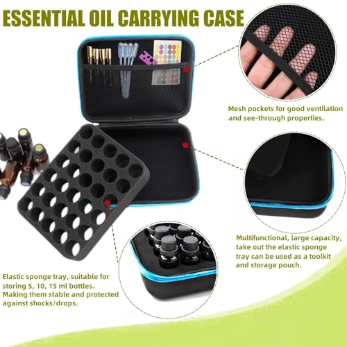 Essential Oil Carrying Case - 30-Bottle Hard Shell EVA Storage Organizer