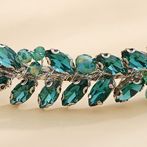 Teyglen Malachite Green Rhinestone Crystal Hair Hoop Headband