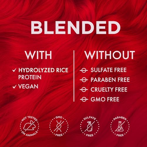 Bright Red Semi-Permanent Hair Dye - Vegan Formula, 8 Oz