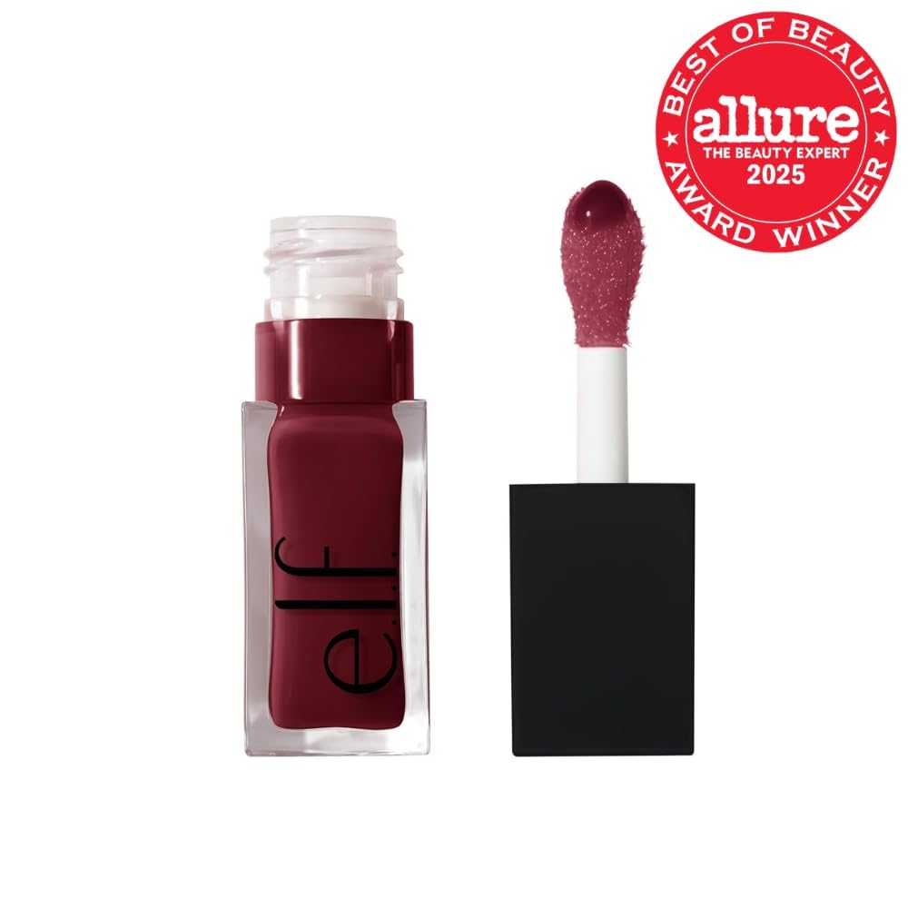 e.l.f. Glow Reviver Lip Oil - Nourishing Tinted Lip Oil with Jojoba Oil | High-Shine Finish, Vegan, Jam Session