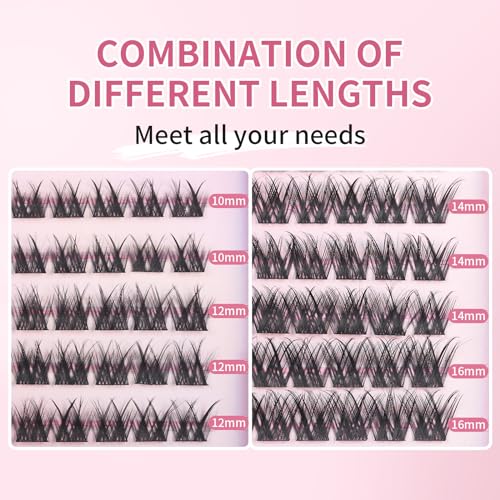 MLEN DIARY D-100 Style Lash Clusters 100 Pcs 10-16mm Wispy D Curl - Reusable DIY False Eyelashes
