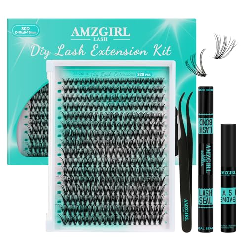 AMZGIRL 30D Fluffy Lash Clusters Kit - 320PCS D Curl 9-16mm