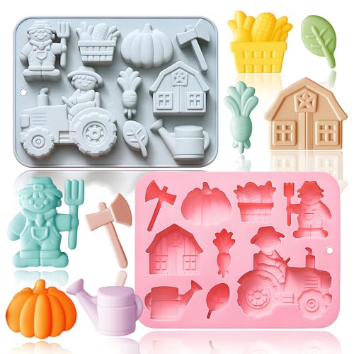 Silicone Chocolate Molds - 9 Cavity Farm Theme Set for Baking