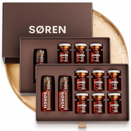 S¨ªREN Micro Infusion Hair Renewal System by SOREN ? Saw Palmetto & Peptide Scalp Treatment Kit | Supports Fuller, Thicker-Looking Hair | Gold Microinfuse Applicator | 3 Month Supply