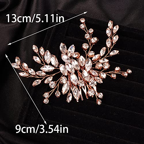 Rose Gold Rhinestone Bridal Hair Comb for Wedding and Formal Events