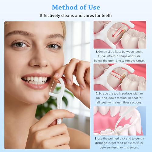KSIA Klear Mint Dental Floss Picks 50 Count | Individually Wrapped, Portable Oral Care