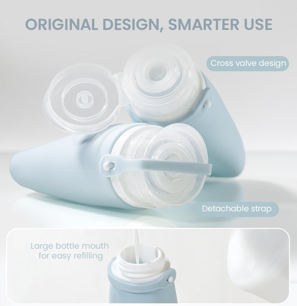 Travel Bottles for Toiletries - TSA Approved 2oz Leak-Proof Silicone Containers | 3 Pack Squeezable Travel Accessories