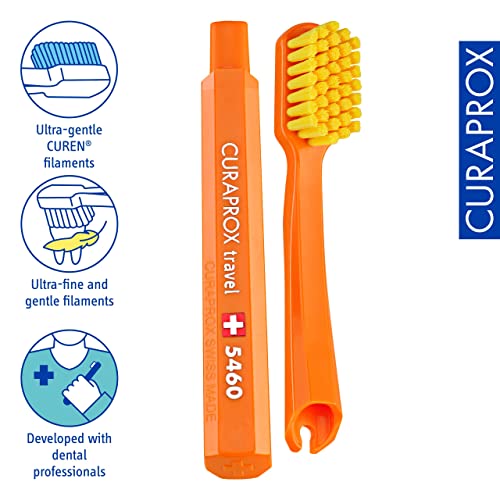 Curaprox CS 5460 Travel Toothbrush Replacement Heads, Orange, 2-Pack