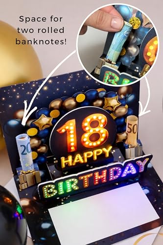 3D Pop-Up 18th Birthday Card for Boys with Music & Lights