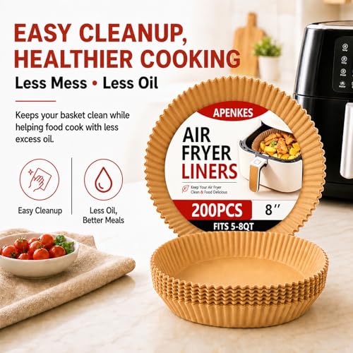 100 PCS Round Disposable Air Fryer Liners for 5-8 QT Baskets
