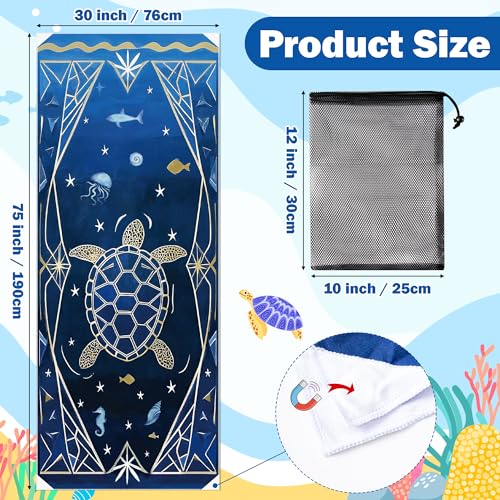 Turtle Magnetic Beach Towel - Quick Dry Microfiber 74.8"x30"