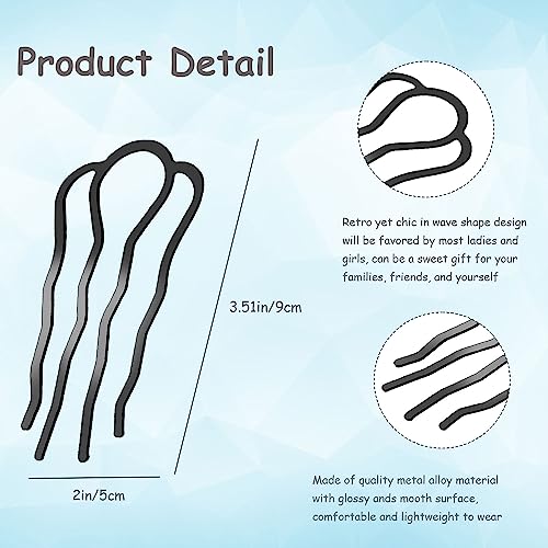 BOYIVI Black Metal Hair Forks Set for Updo Buns & Styling - 6 Pieces