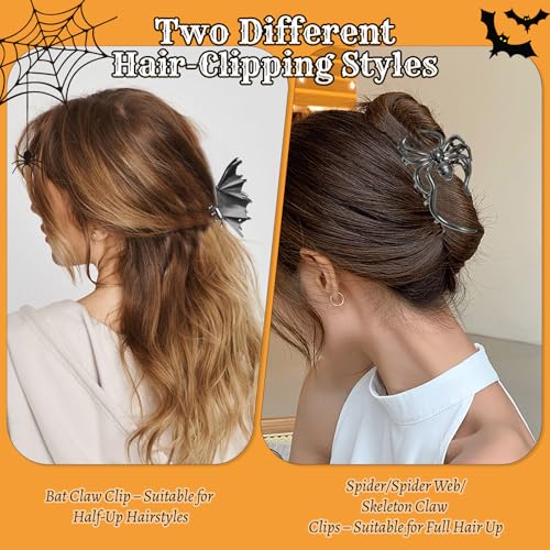 Gothic Metal Spider Claw Hair Clips Set - Spooky Halloween Hair Accessories for Women & Girls