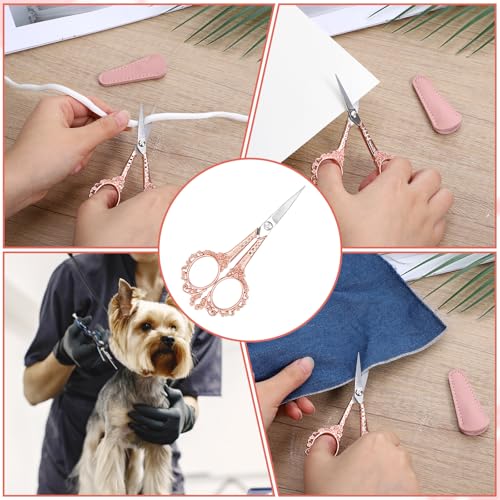 Professional Mini Scissors for Eyebrows & Facial Hair - Gold Pink