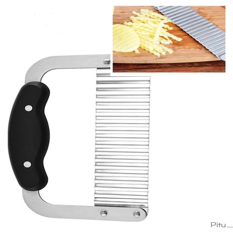 Stainless Steel Crinkle-Cut Wave Slicer for French Fries & Vegetables