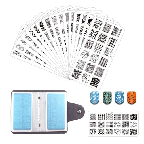 FingerAngel 21-Piece Nail Art Stamping Kit with 16 Plates, Case, and Stampers