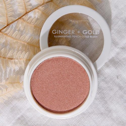 Seraphine Botanicals Ginger + Gold Peach & Gold Frosting Blush 0.11oz - Full Coverage Radiant Cheek Color, All Day Wear, All Skin Tones