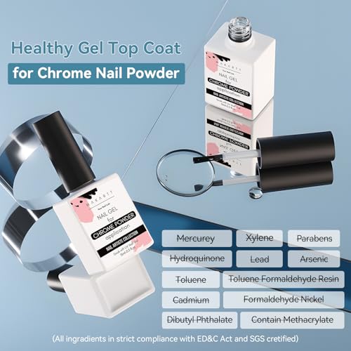Makartt Gel Top Coat for Chrome Nails - High Gloss, No Wipe, 15ml (2 Pcs)