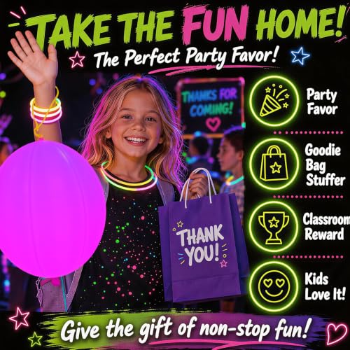 Mega-Loopolis Glow in the Dark Punch Balloons - 24 PCS Party Favors
