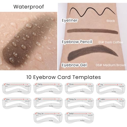 evpct Medium Brown Eyebrow Stencils Kit with Pencil & Pomade, 0.14 oz, Kit-06#