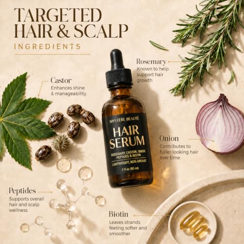MYSTÉRE BEAUTÉ Biotin Hair Growth Serum - Peptide Scalp Treatment for Thinning