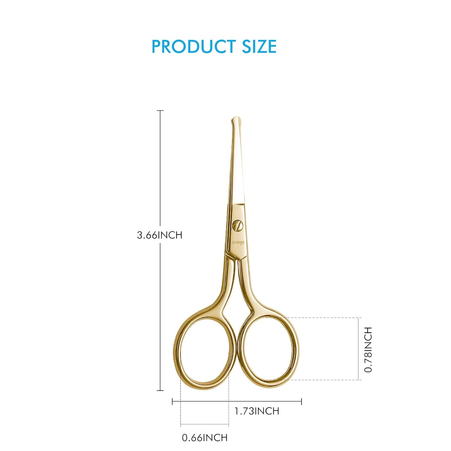 Professional Nose Hair Scissors - Stainless Steel Rounded Tip Trimming Tool | 3.5” Gold for Men & Women